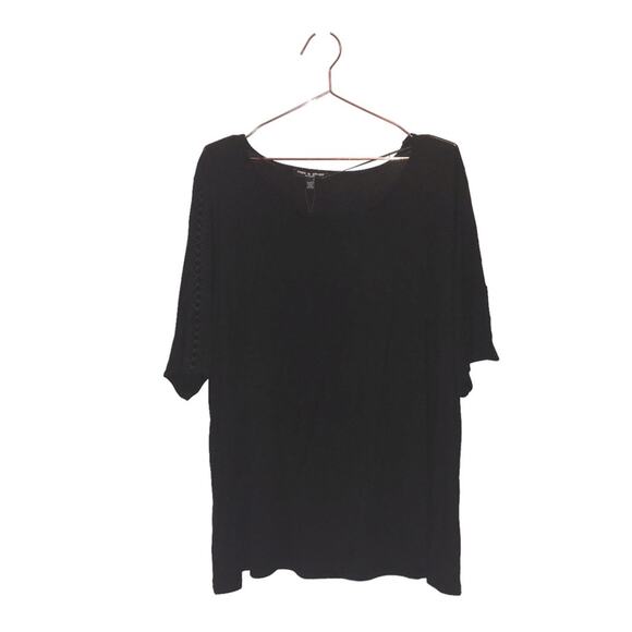 Cable & Gauge Tops - Cable & Gauge Black Top - Sleeve Cut Out Detail - 3X